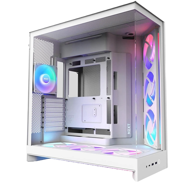 NZXT H9 Flow RGB+ Mid Tower Gaming Case - White 